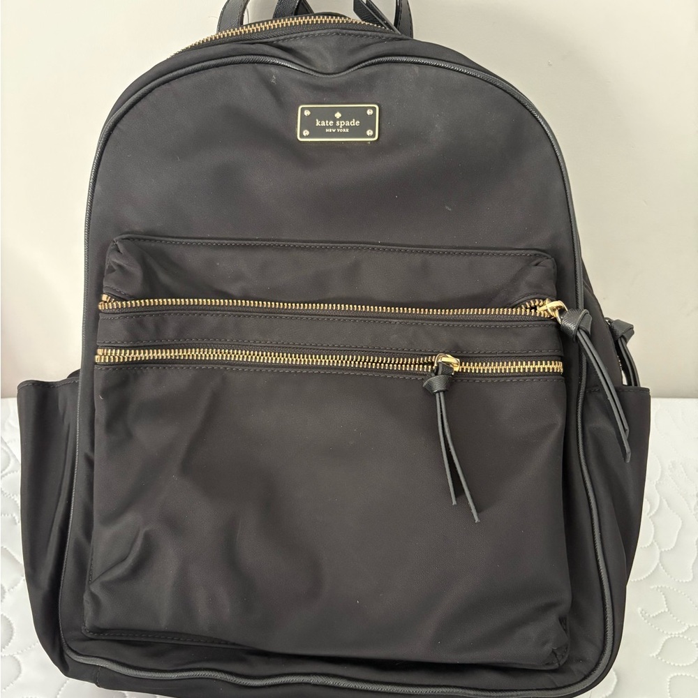 Kate Spade Black and Gold Backpack with Structured Design